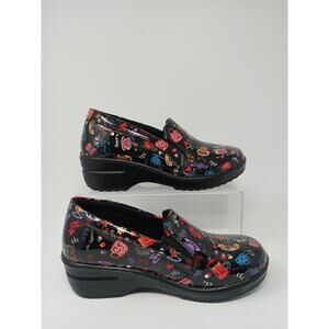 Easy Works Confort Clog Hot Coffee Black Patent Women Sz7W Slip Resistant Shoes